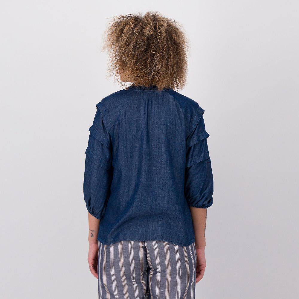 QVC PARKER & ROWE Blusa Con Maniche Al Gomito Con Balze