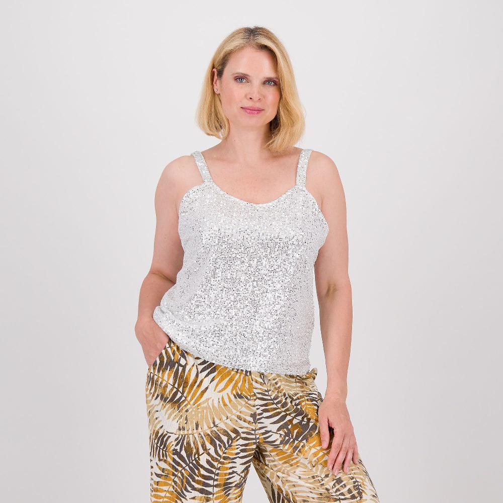 QVC PARKER & ROWE Canottiera in paillettes con spallina sottile