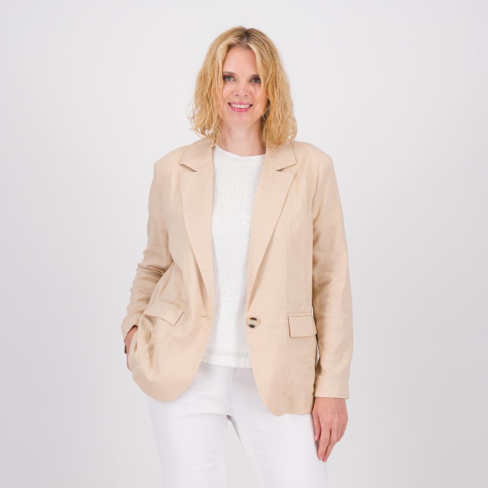 QVC PARKER & ROWE Giacca in tela di lino e viscosa collo rever