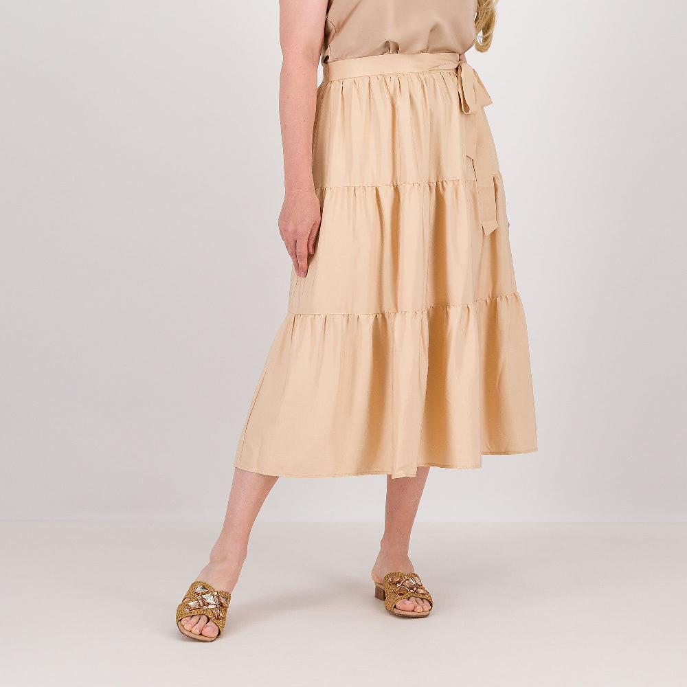 QVC PARKER & ROWE Gonna midi a balze in misto viscosa con cintura da annodare