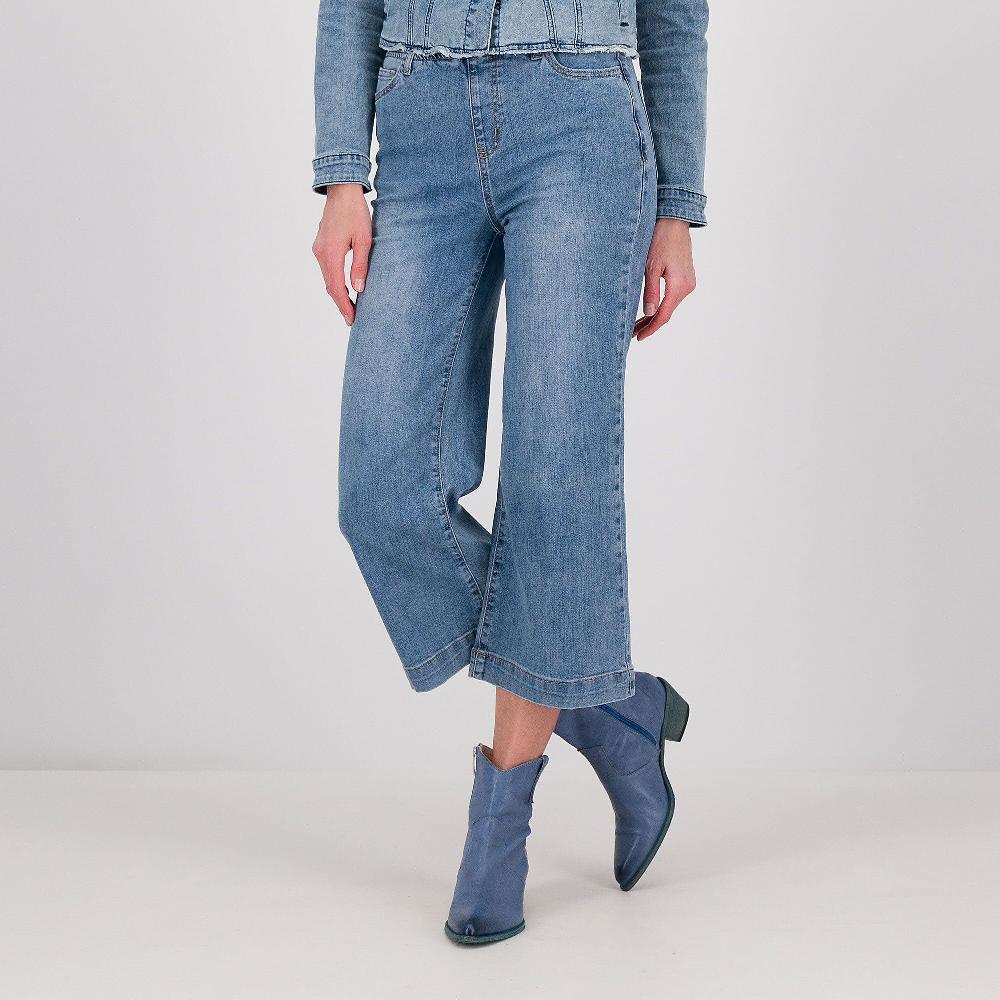QVC PARKER & ROWE Jeans cropped a zampa con elastico in vita
