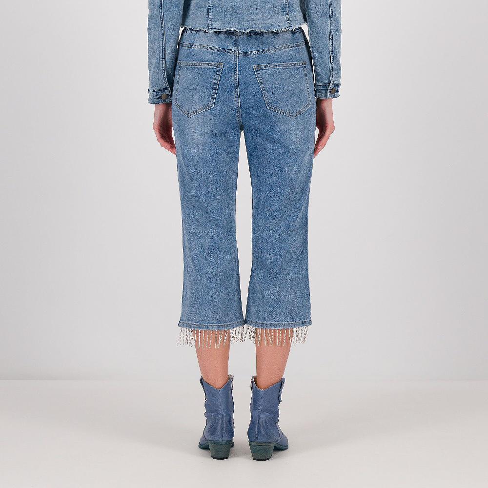 QVC PARKER & ROWE Jeans Cropped Con Frange Con Strass