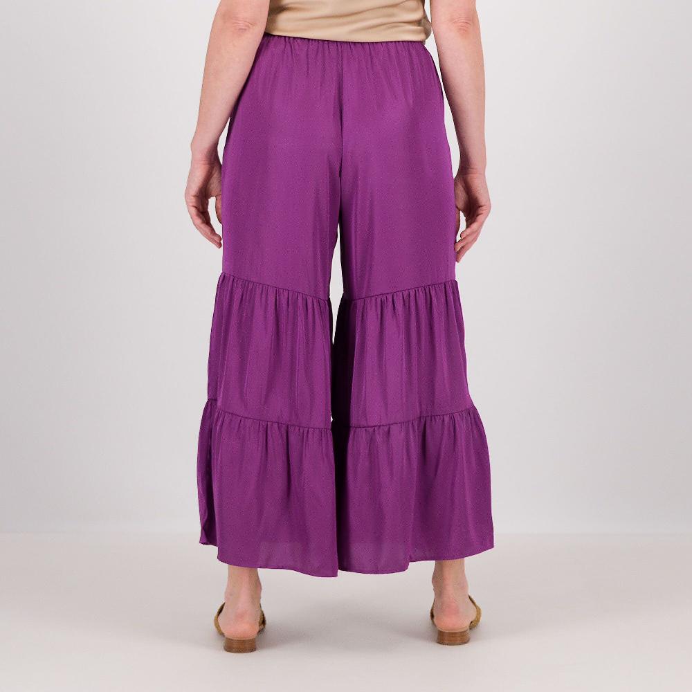 QVC PARKER & ROWE Pantaloni A Balze In Satin Con Elastico Dietro