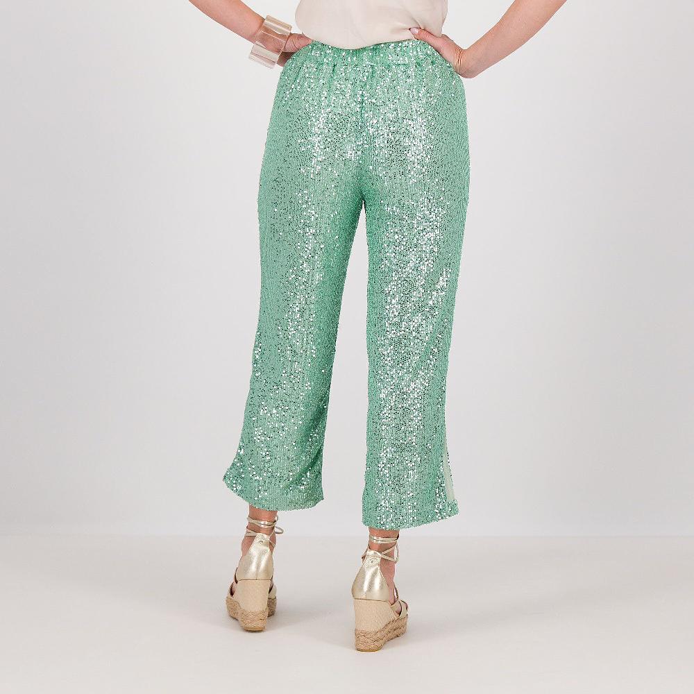 QVC PARKER & ROWE Pantaloni Gamba Morbida In Paillettes Con Elastico In Vita