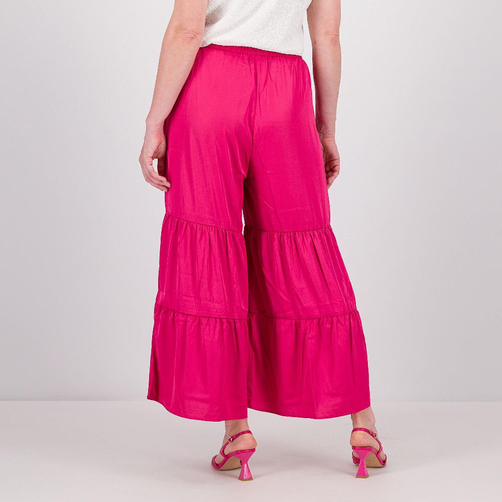 QVC PARKER & ROWE Pantaloni Lunghi In Raso Satin Con Balze