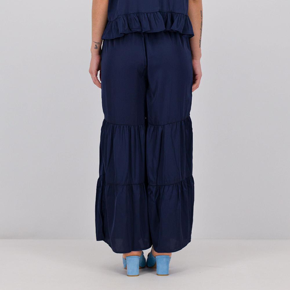 QVC PARKER & ROWE Pantaloni Lunghi In Raso Satin Con Balze