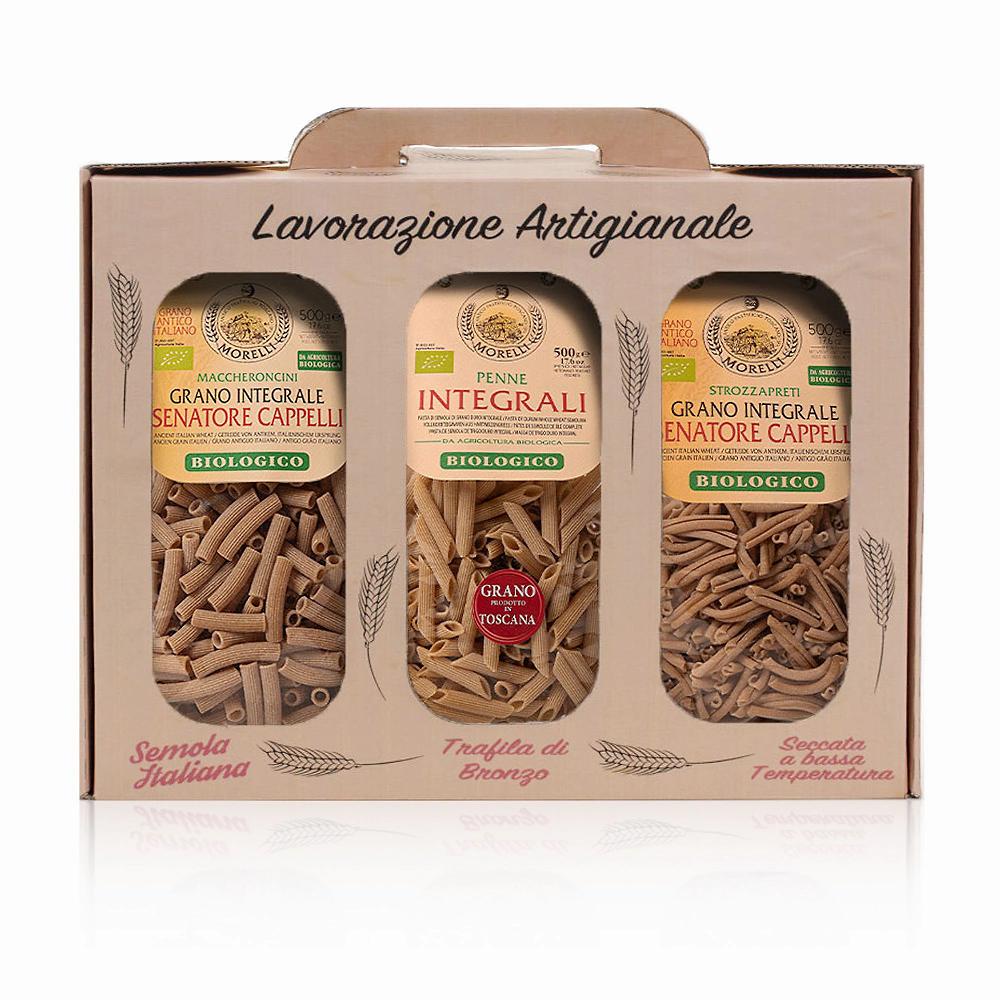 QVC Pastificio Morelli Kit Valigetta Integrale Bio con 3 tipi di pasta