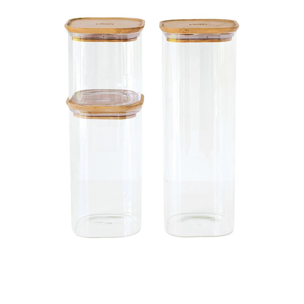 QVC Pebbly 3 contenitori quadrati con tappo in bambù PKV-035