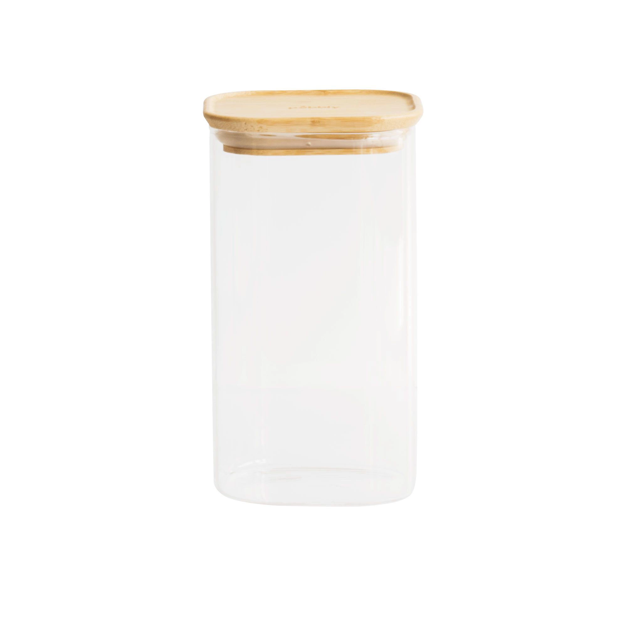 QVC Pebbly Contenitore da 1400 ml in vetro con tappo in bambù