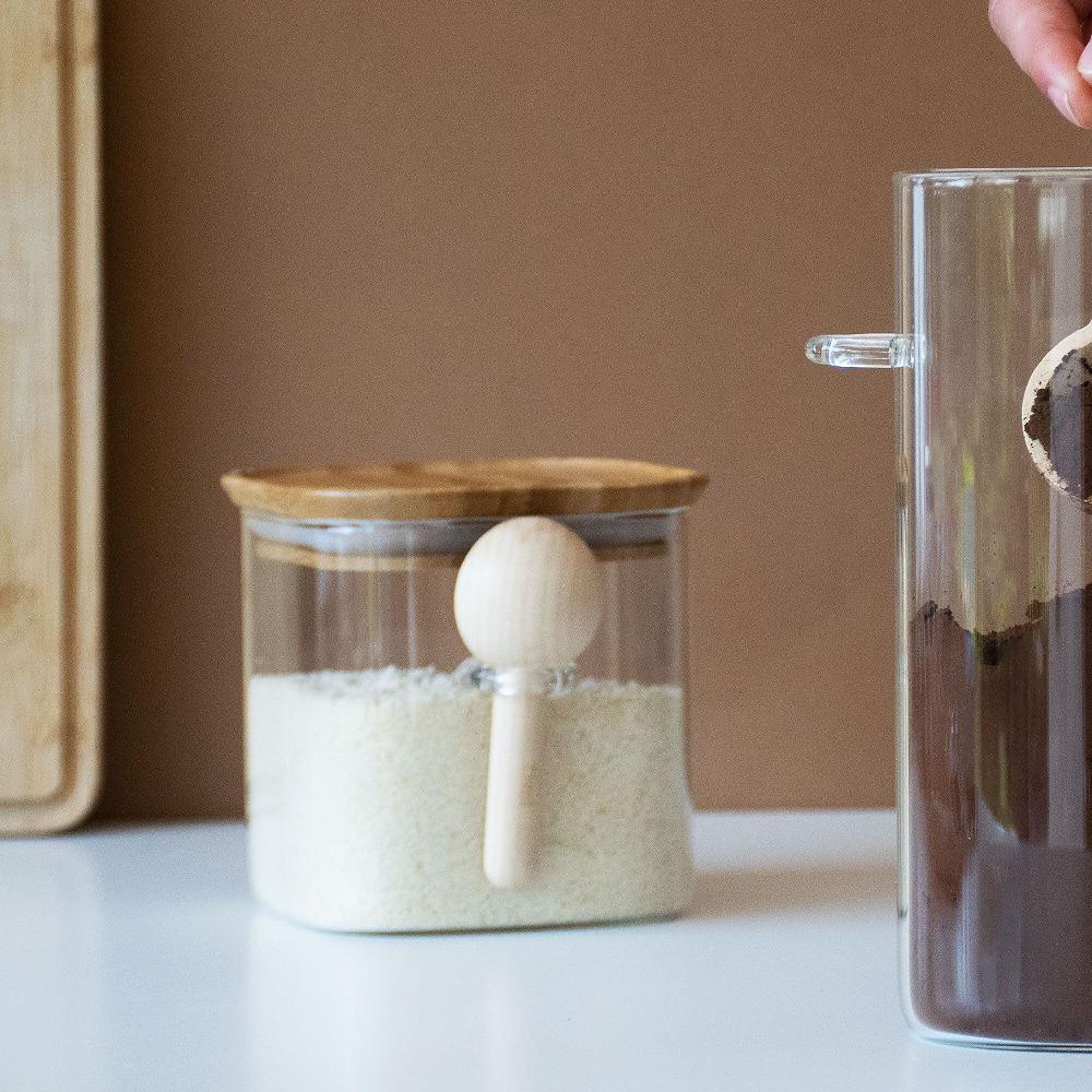 QVC Pebbly Contenitore in vetro con cucchiaio capacità 800 ml