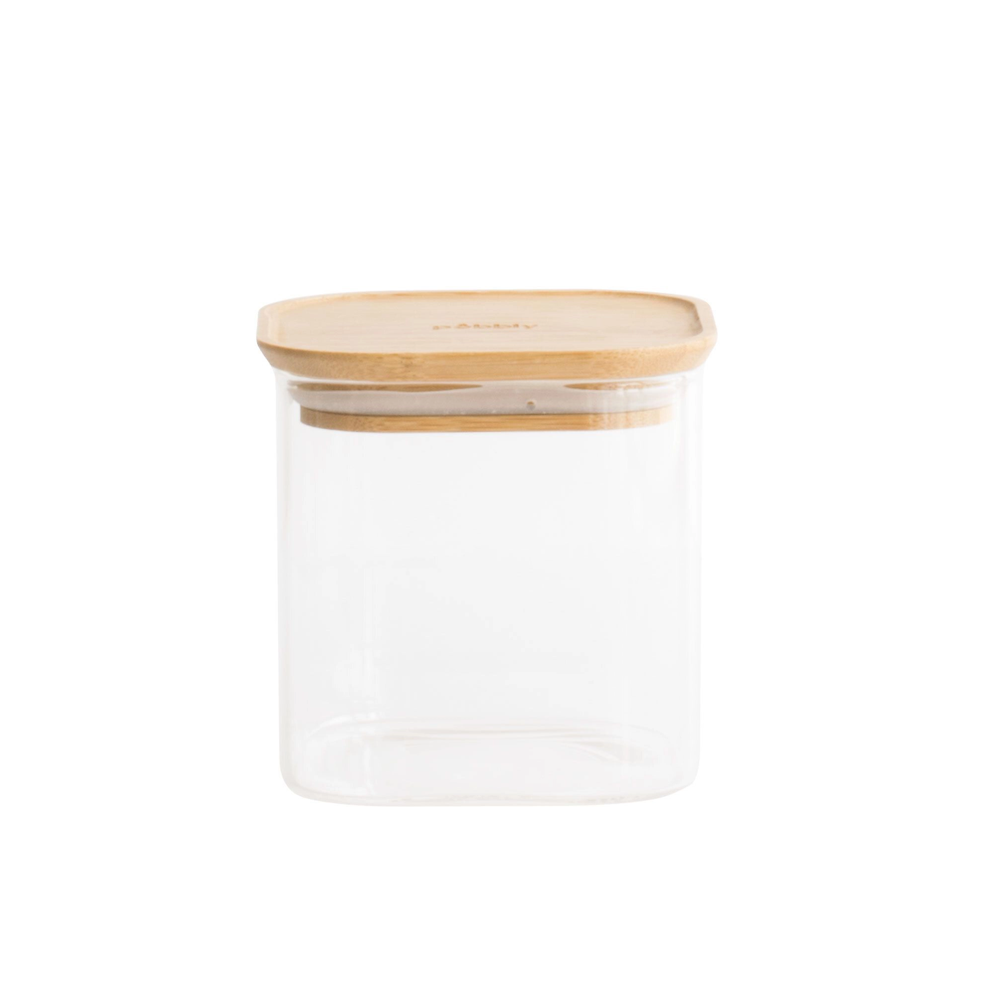 QVC Pebbly Contenitore in vetro da 800 ml con tappo in bambù