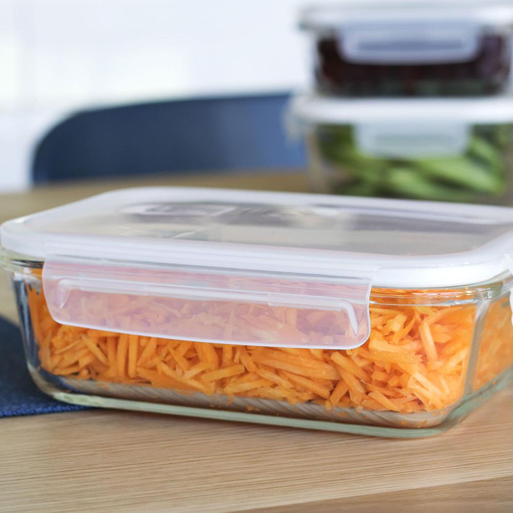 QVC Pebbly Contenitore per alimenti rettangolare in vetro