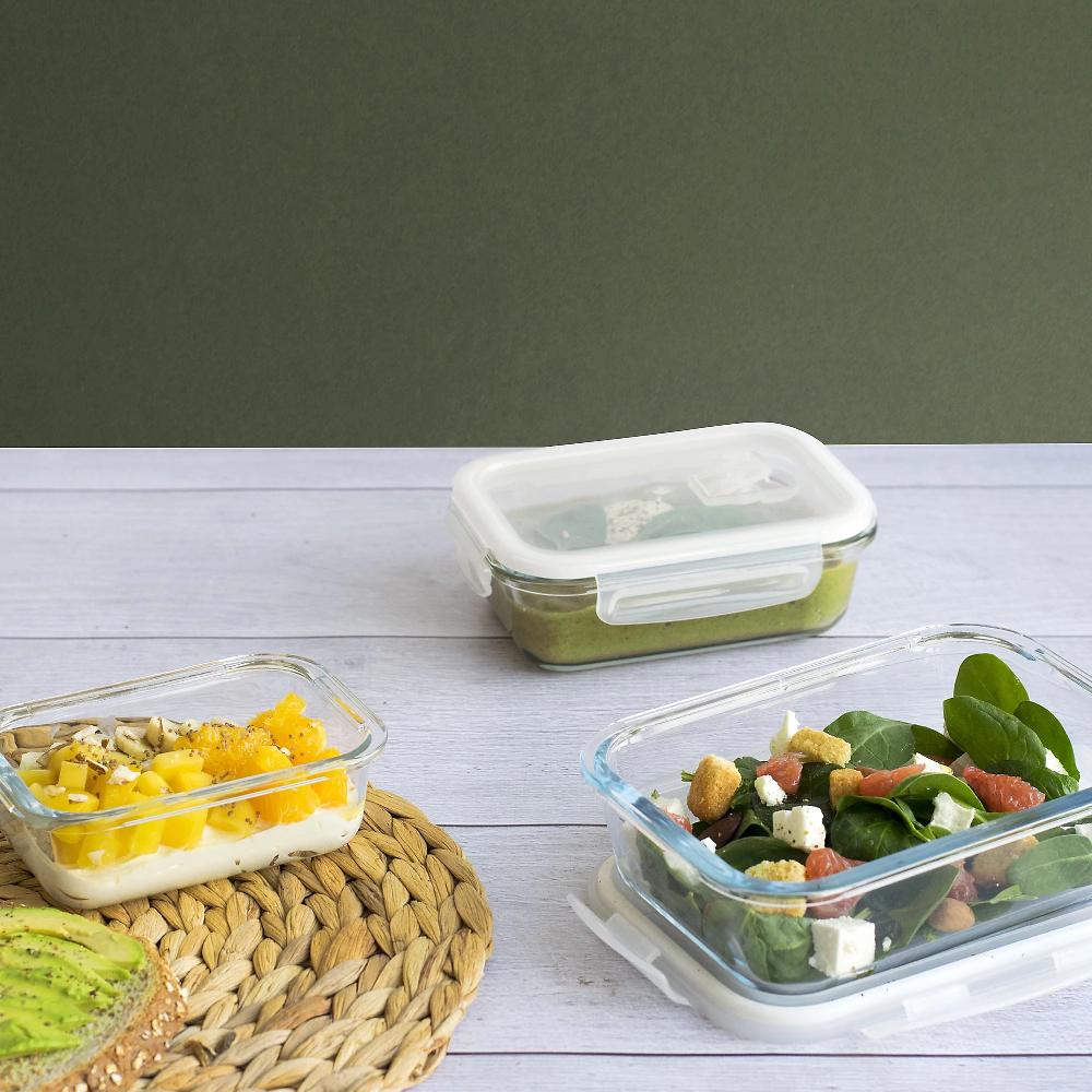 QVC Pebbly Set 3 contenitori rettangolari in vetro PKV-3SRB