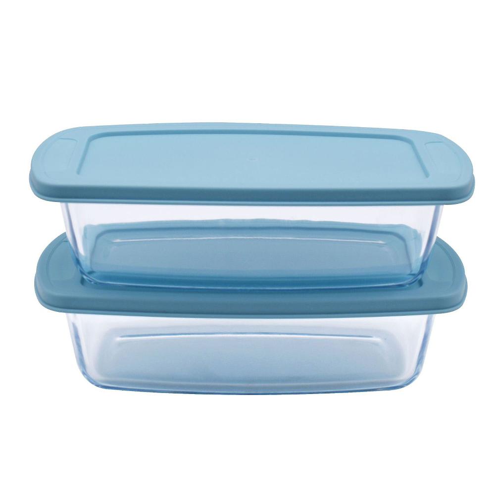 QVC Pie Lock 2 Contenitori Rettangolari In Vetro Da 1800 Ml
