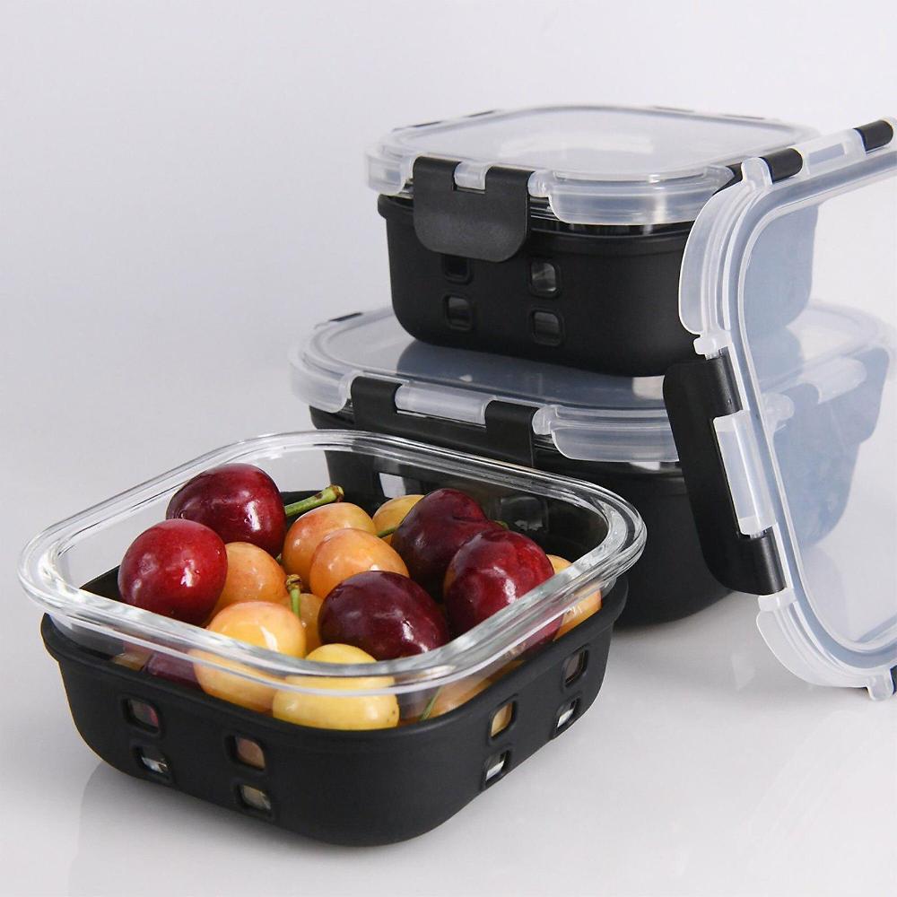 QVC Pie Lock 3 Contenitori Quadrati X Alimenti In Vetro Borosilicato