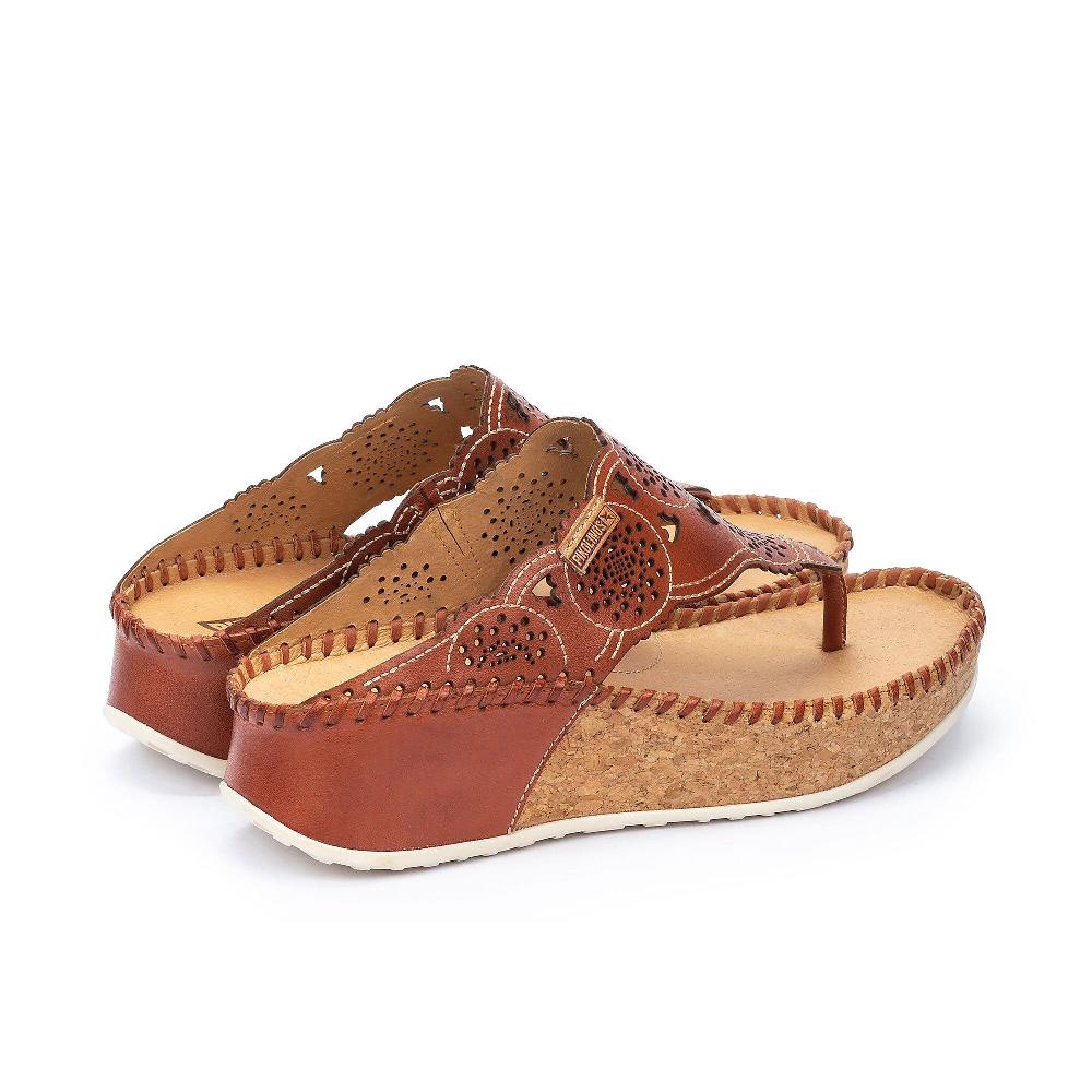 QVC Pikolinos Infradito In Pelle Traforata Con Zeppa
