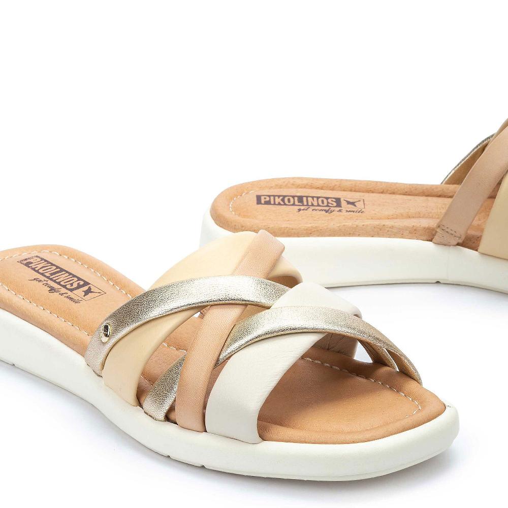 QVC Pikolinos Sabot In Pelle Con Fascette Multicolore Zeppa 3cm
