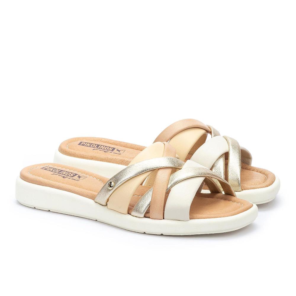 QVC Pikolinos Sabot in pelle con fascette multicolore zeppa 3cm