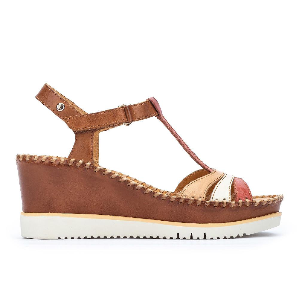 QVC Pikolinos Sandali A T In Pelle Chiusura Con Velcro Zeppa 7cm