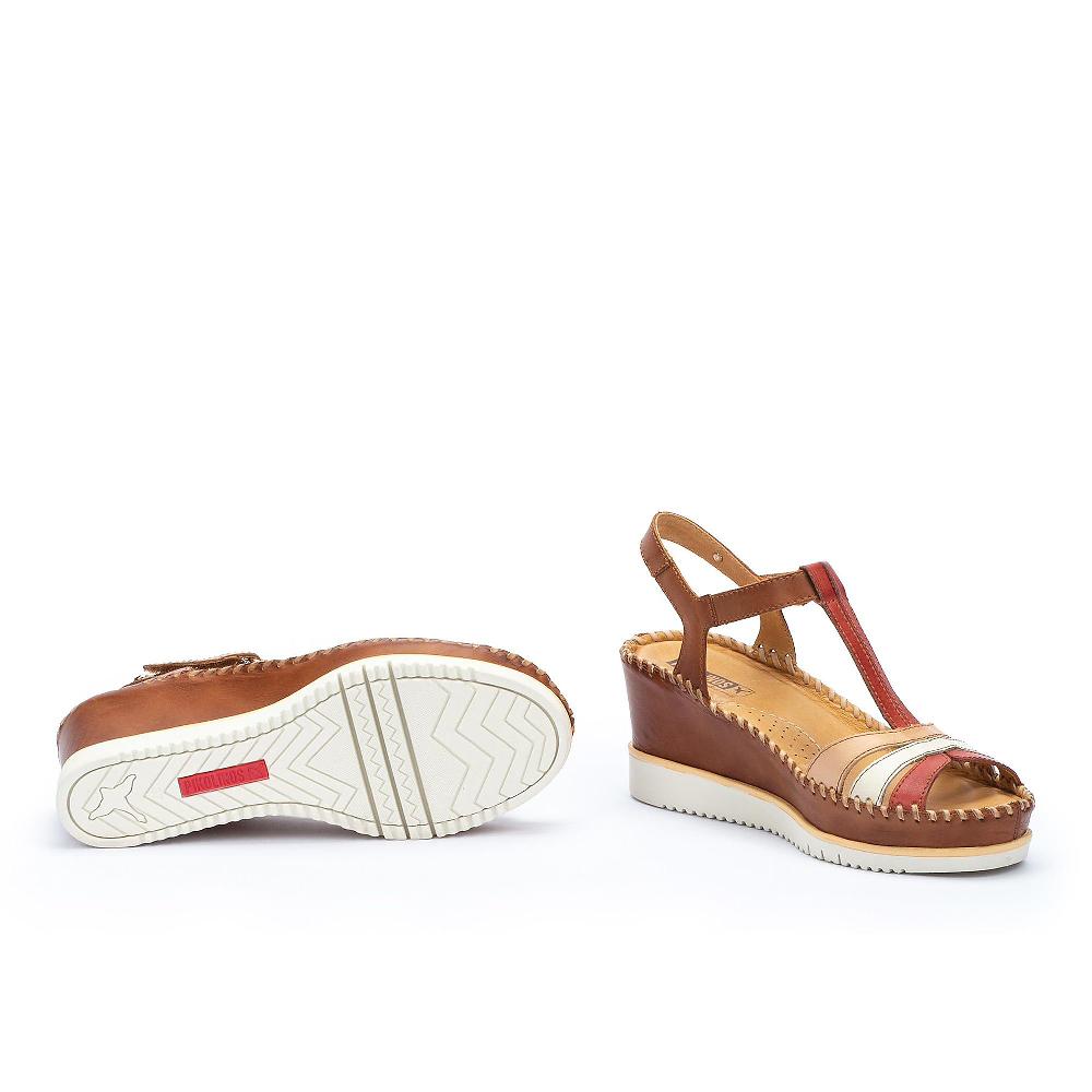QVC Pikolinos Sandali A T In Pelle Chiusura Con Velcro Zeppa 7cm