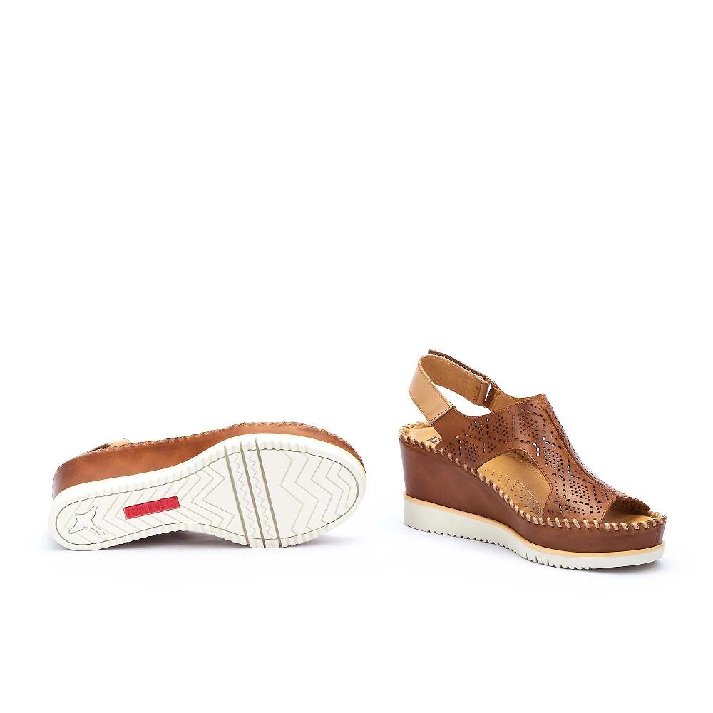 QVC Pikolinos Sandali In Pelle A T Con Tomaia Traforata E Zeppa 7 Cm