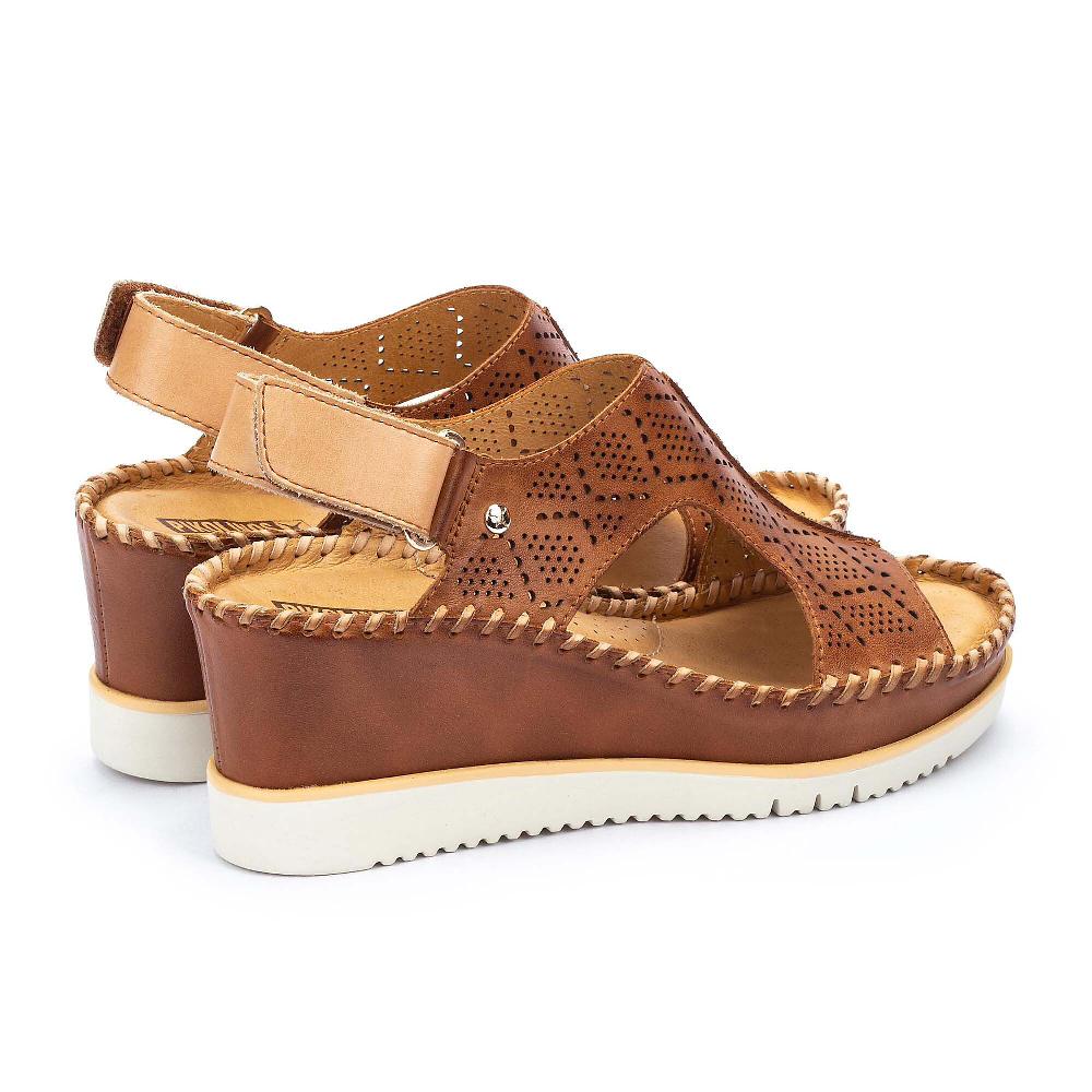 QVC Pikolinos Sandali In Pelle A T Con Tomaia Traforata E Zeppa 7 Cm