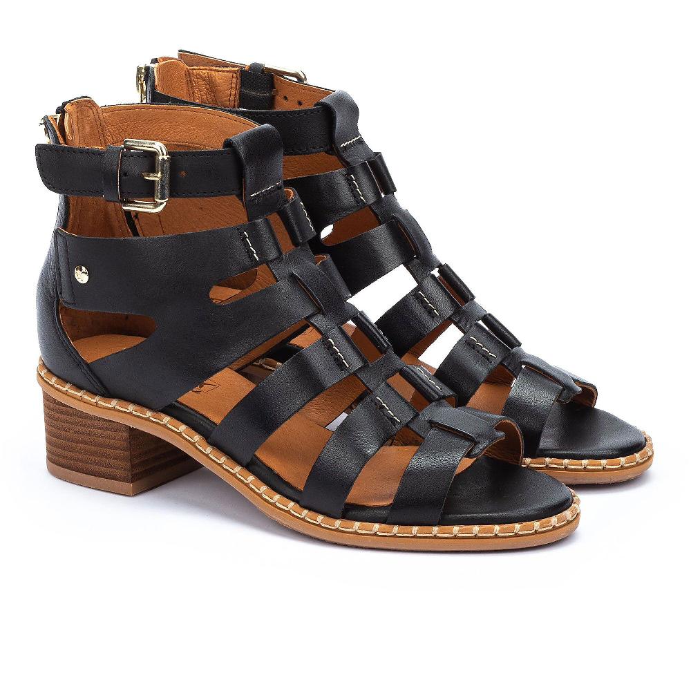QVC Pikolinos Sandali in pelle con chiusura alla caviglia e tacco 5 cm