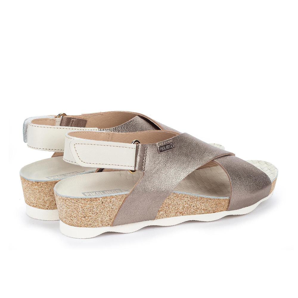 QVC Pikolinos Sandali In Pelle Con Fasce Incrociate E Zeppa 3 5 Cm