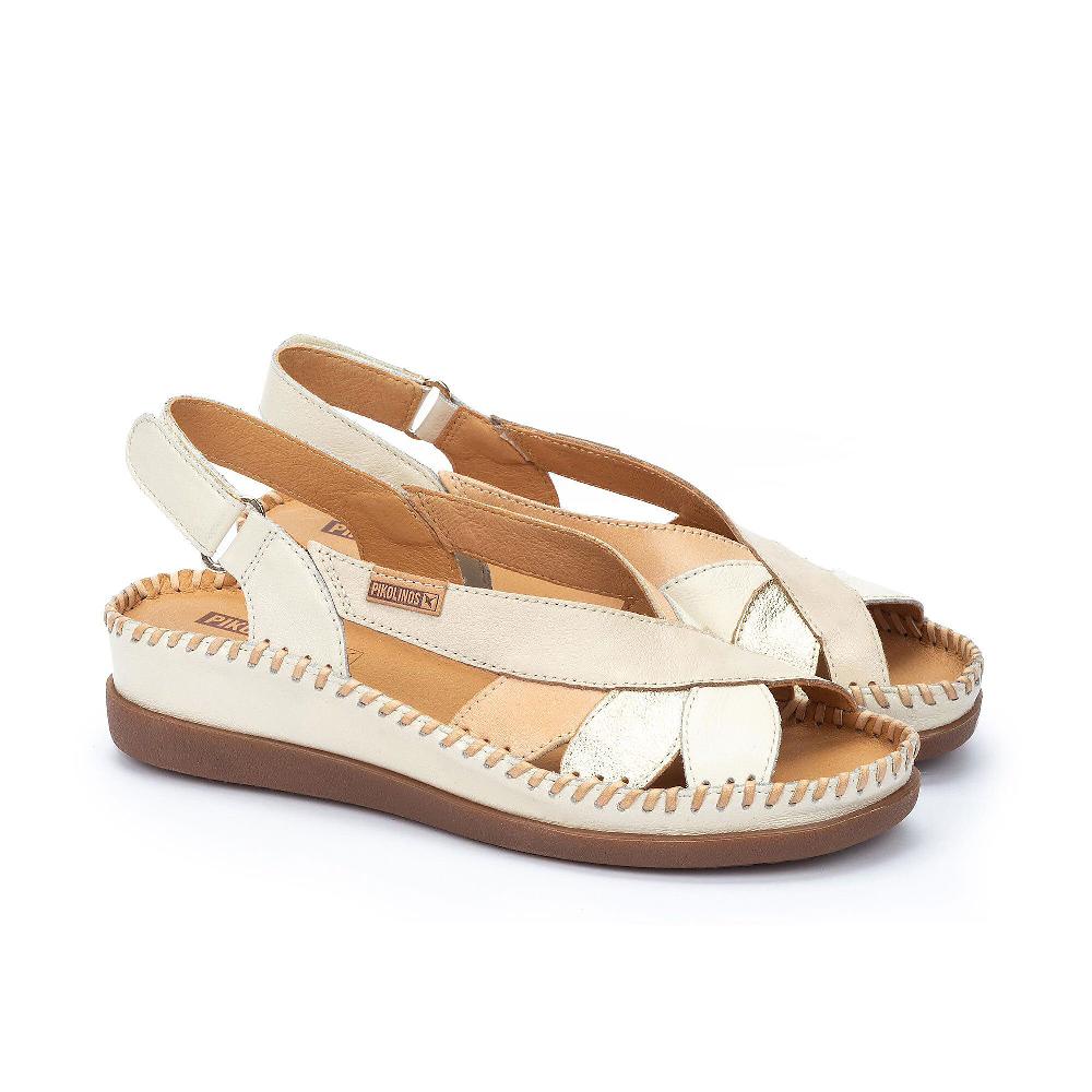 QVC Pikolinos Sandali in pelle con fasce incrociate e suola 4 cm