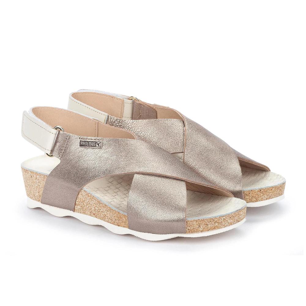 QVC Pikolinos Sandali in pelle con fasce incrociate e zeppa 3 5 cm