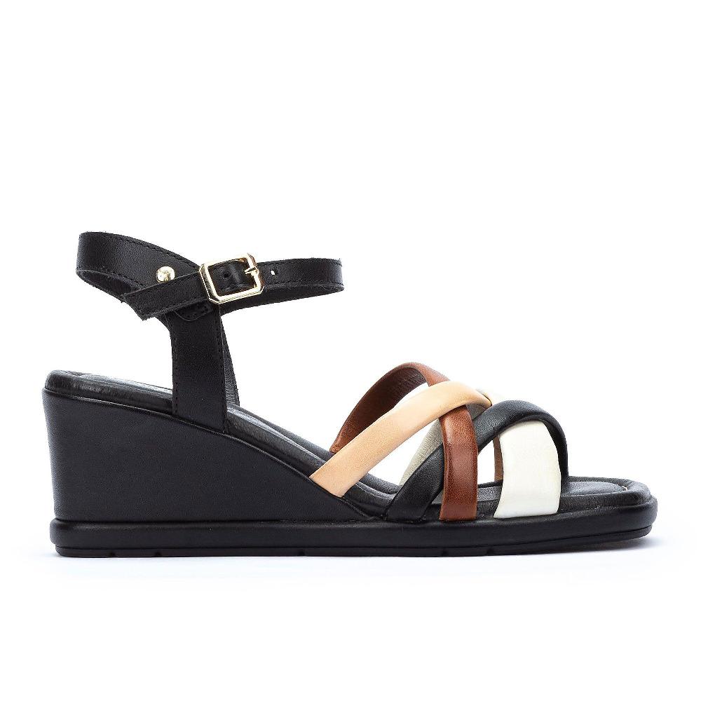QVC Pikolinos Sandali In Pelle Con Fascette E Zeppa 7 Cm