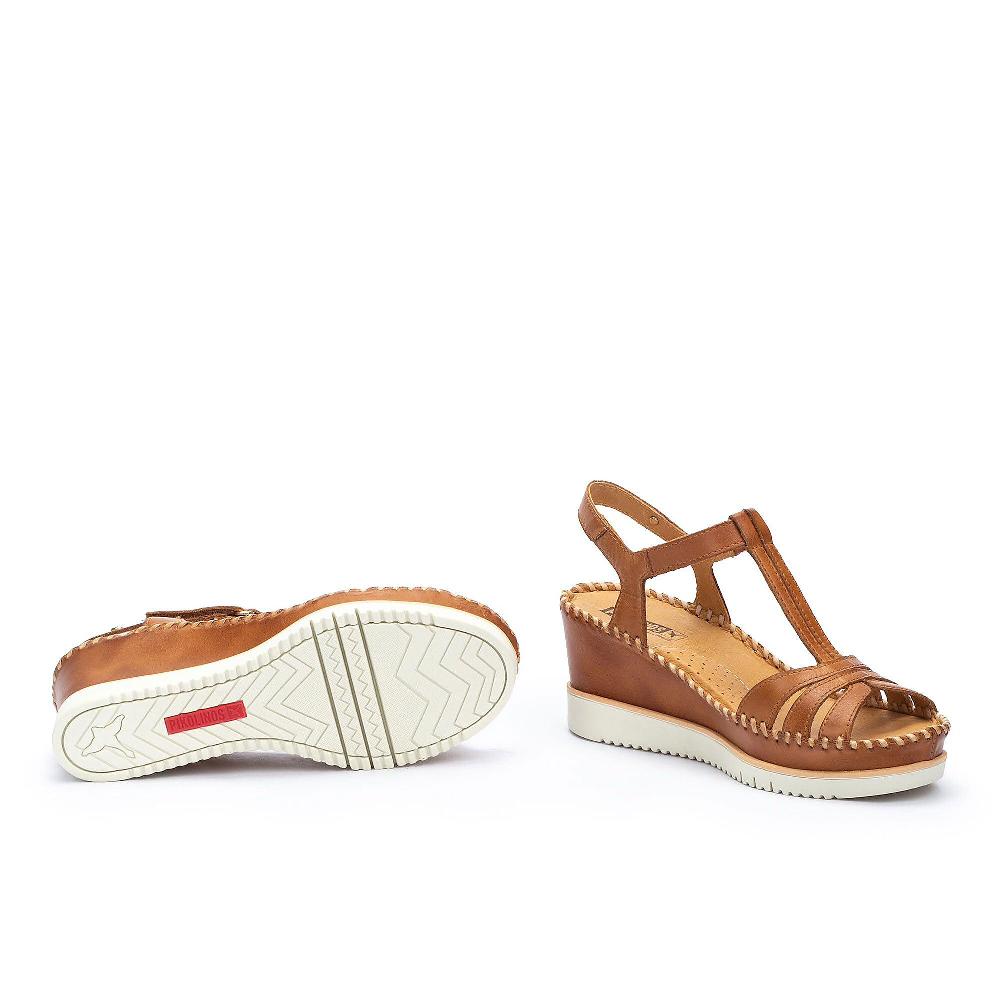 QVC Pikolinos Sandali In Pelle Con Soletta Imbottita E Zeppa 7 Cm