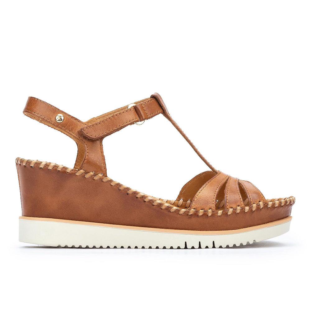 QVC Pikolinos Sandali In Pelle Con Soletta Imbottita E Zeppa 7 Cm