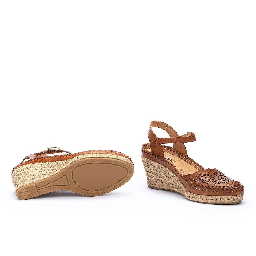 QVC Pikolinos Sandali In Pelle Traforata Con Zeppa In Corda 7 Cm
