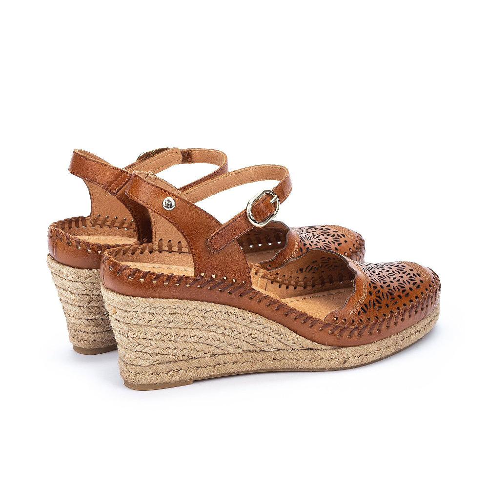 QVC Pikolinos Sandali In Pelle Traforata Con Zeppa In Corda 7 Cm