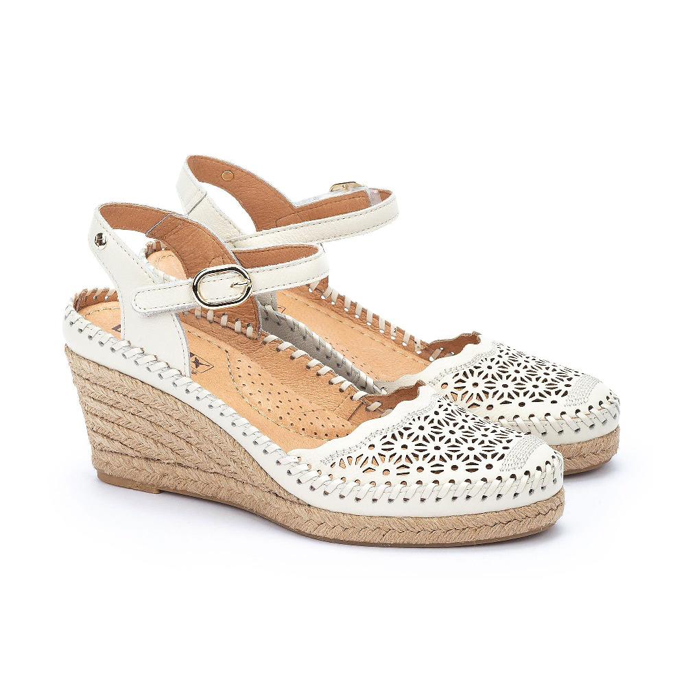 QVC Pikolinos Sandali in pelle traforata con zeppa in corda 7 cm