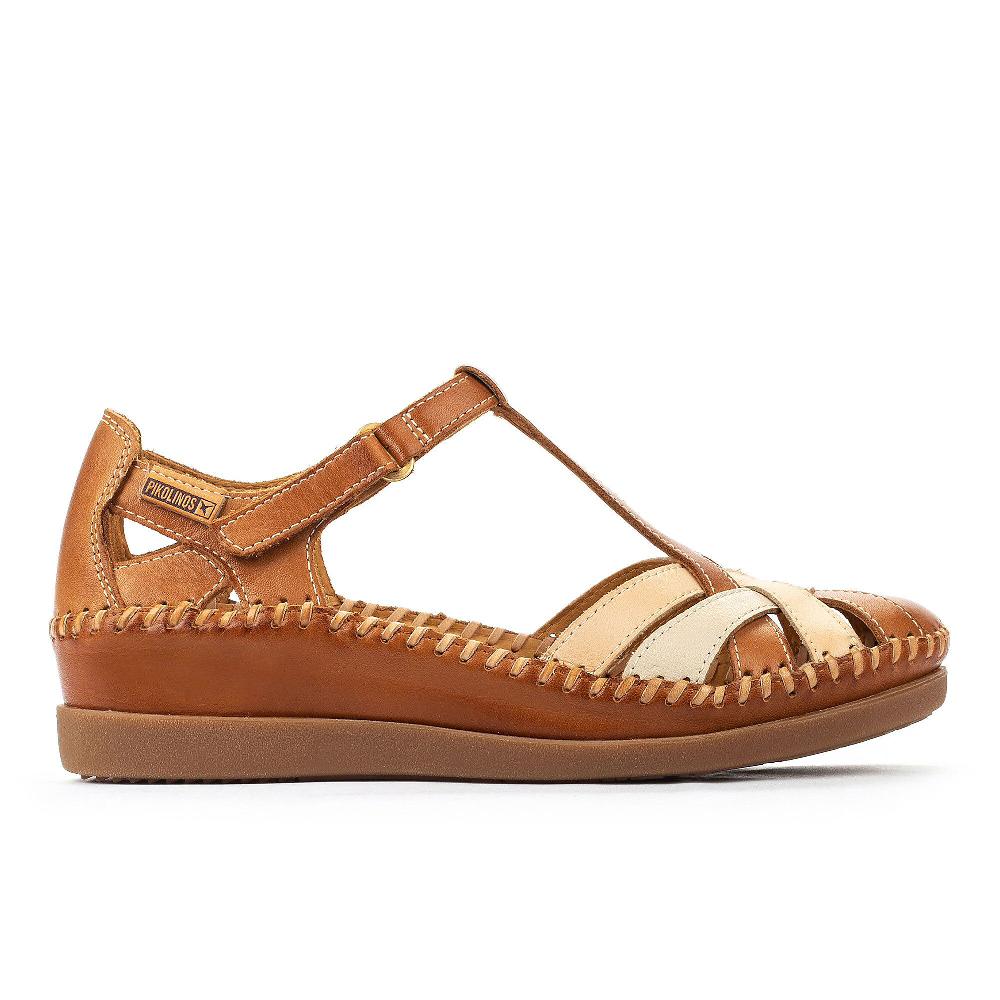 QVC Pikolinos Sandalo A T In Pelle Con Cuciture A Visto E Cinturino
