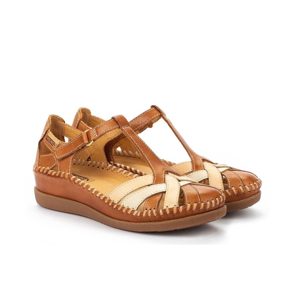 QVC Pikolinos Sandalo a T in pelle con cuciture a visto e cinturino