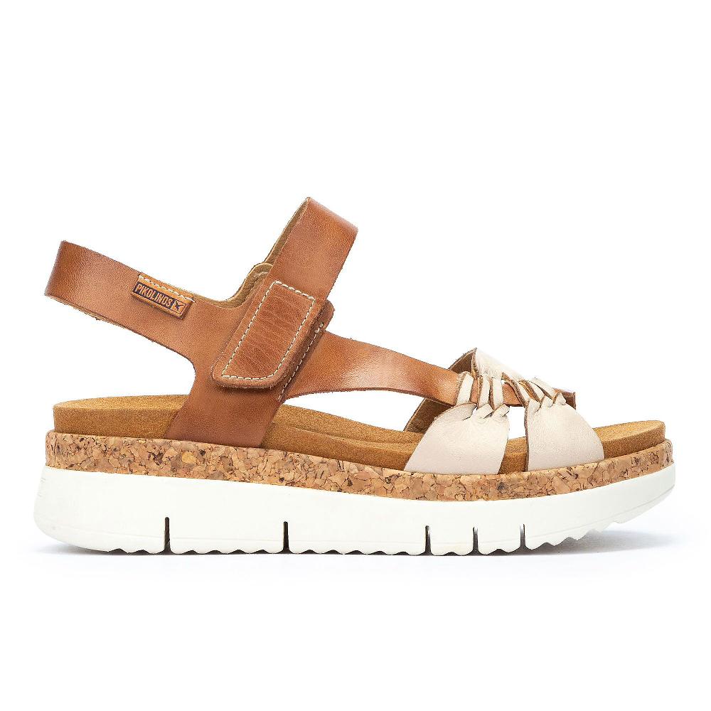 QVC Pikolinos Sandalo In Pelle Con Design Asimmetrico E Zeppa
