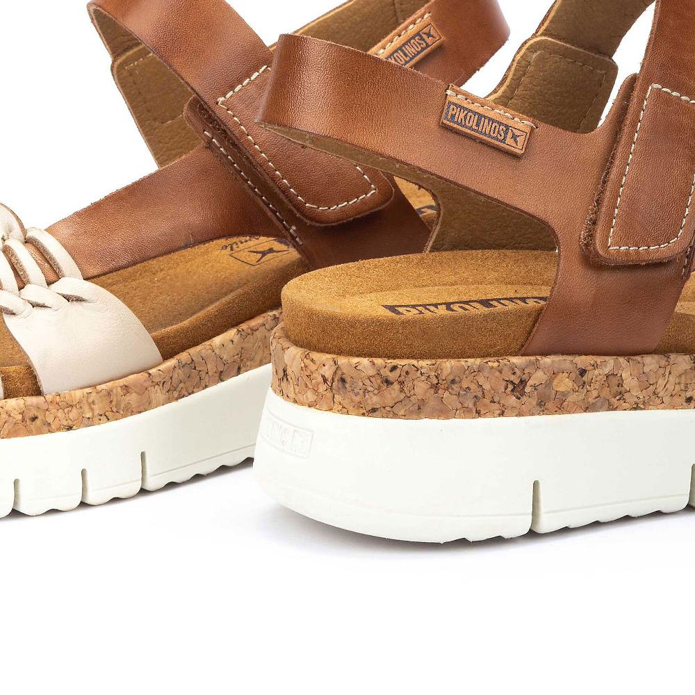 QVC Pikolinos Sandalo In Pelle Con Design Asimmetrico E Zeppa