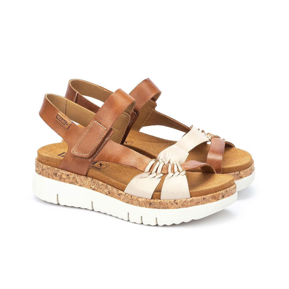 QVC Pikolinos Sandalo in pelle con design asimmetrico e zeppa