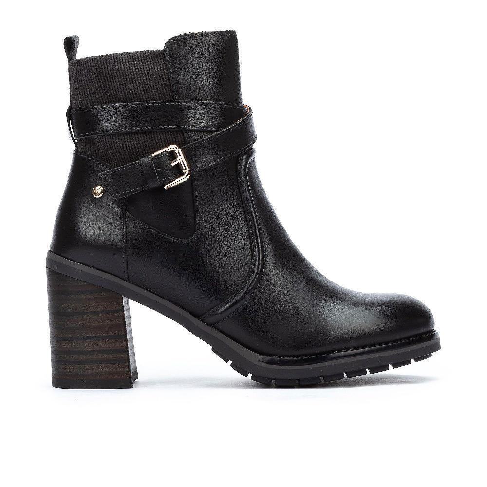 QVC Pikolinos Tronchetto In Pelle Doppio Cinturino Zip Laterale Tacco 8cm