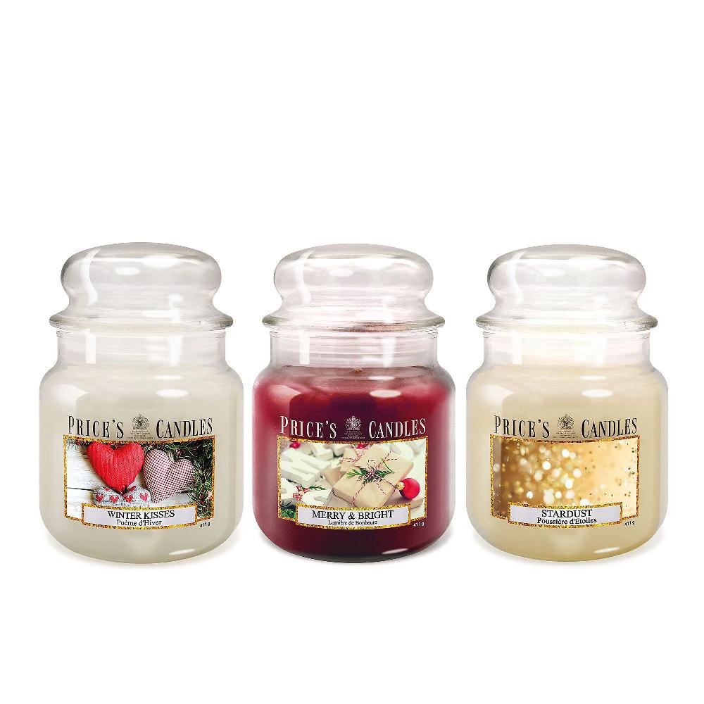 QVC Price's Candles Set 3 giare medie con candele fragranze invernali