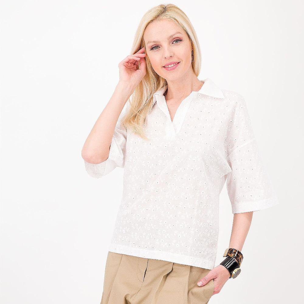 QVC A*dela Maglia Polo In Sangallo Con Spacchetti