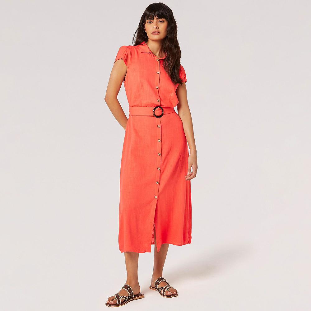 QVC APRICOT Abito midi chemisier con manica corta