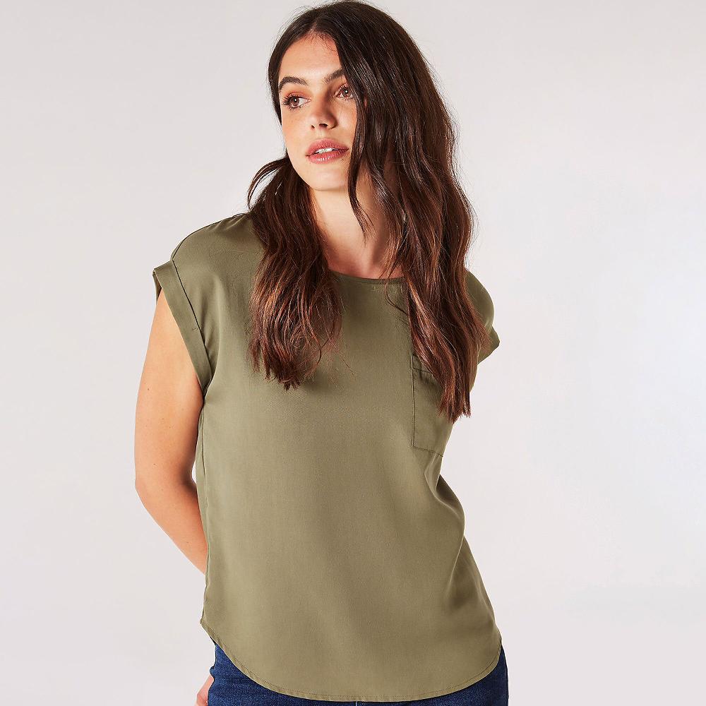 QVC APRICOT Blusa In Twill Di Lyocell Con Taschino