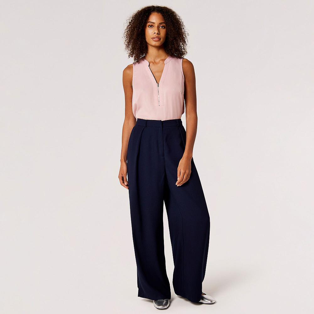 QVC APRICOT Blusa Smanicata Con Scollo A V E Zip