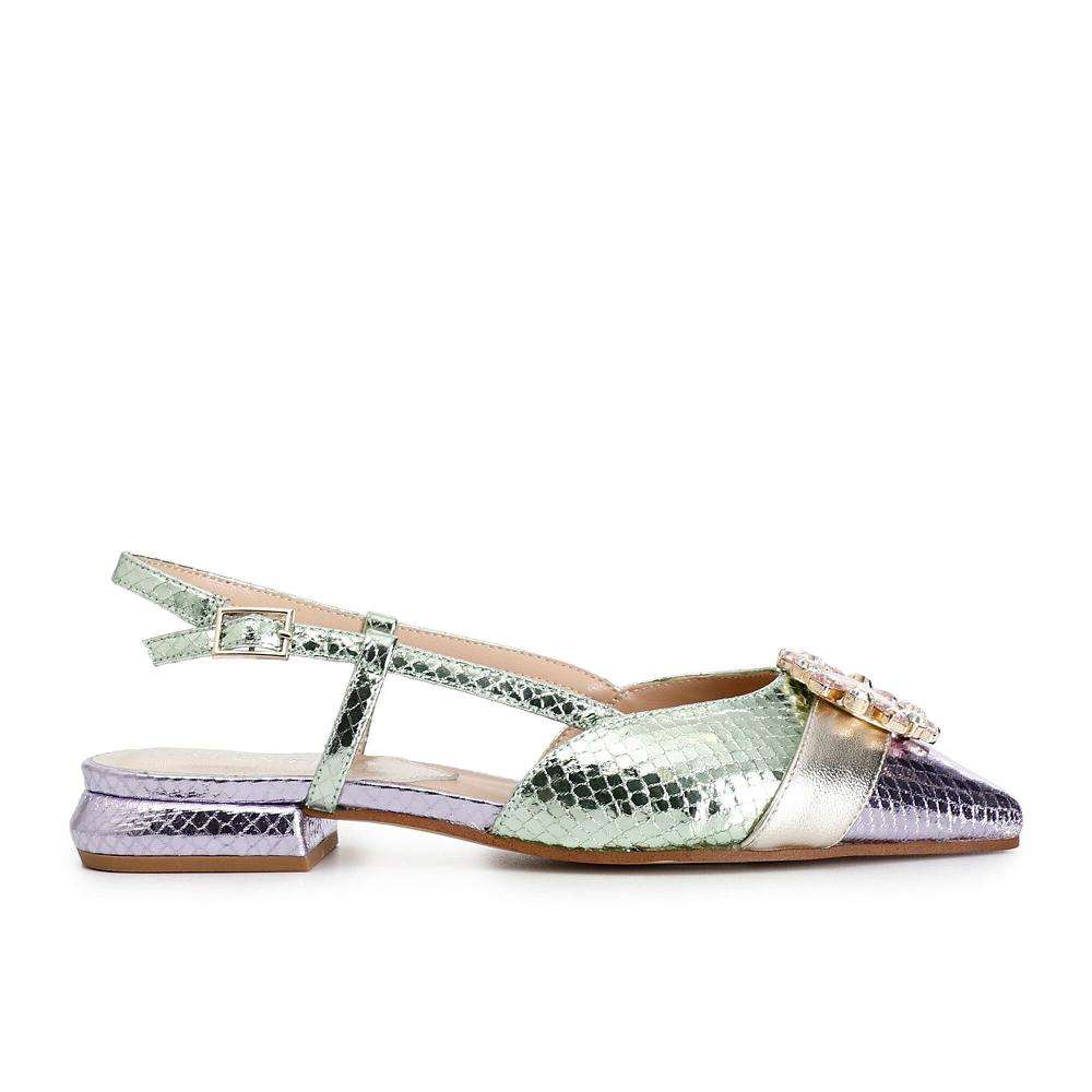 QVC Cafè Noir Sandali slingback effetto rettile