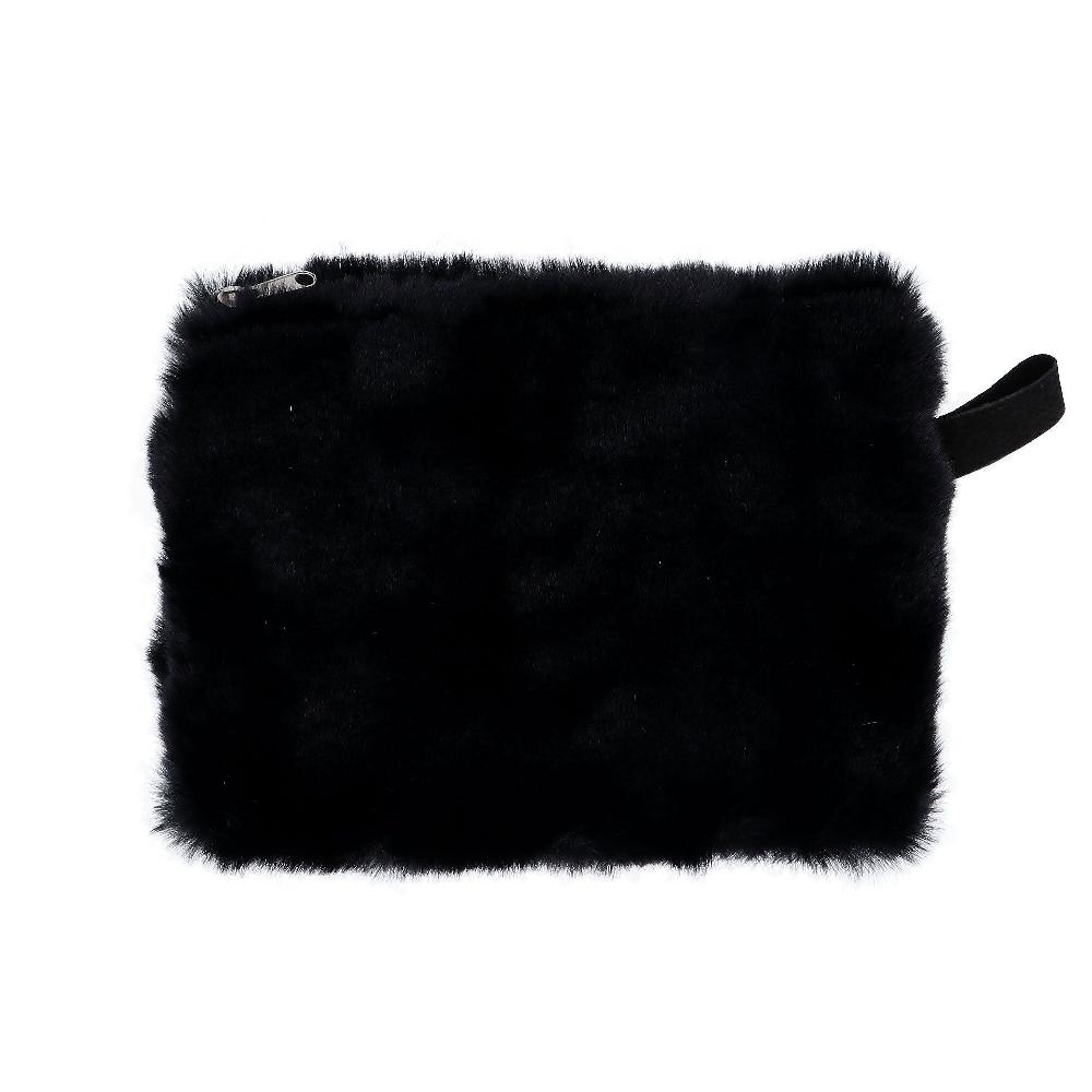 QVC Carlotta Neri Pochette in pelo sintetico