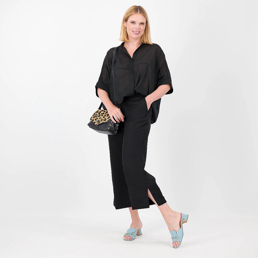 QVC Colour Lab Pantaloni Cropped In Viscosa E Lino